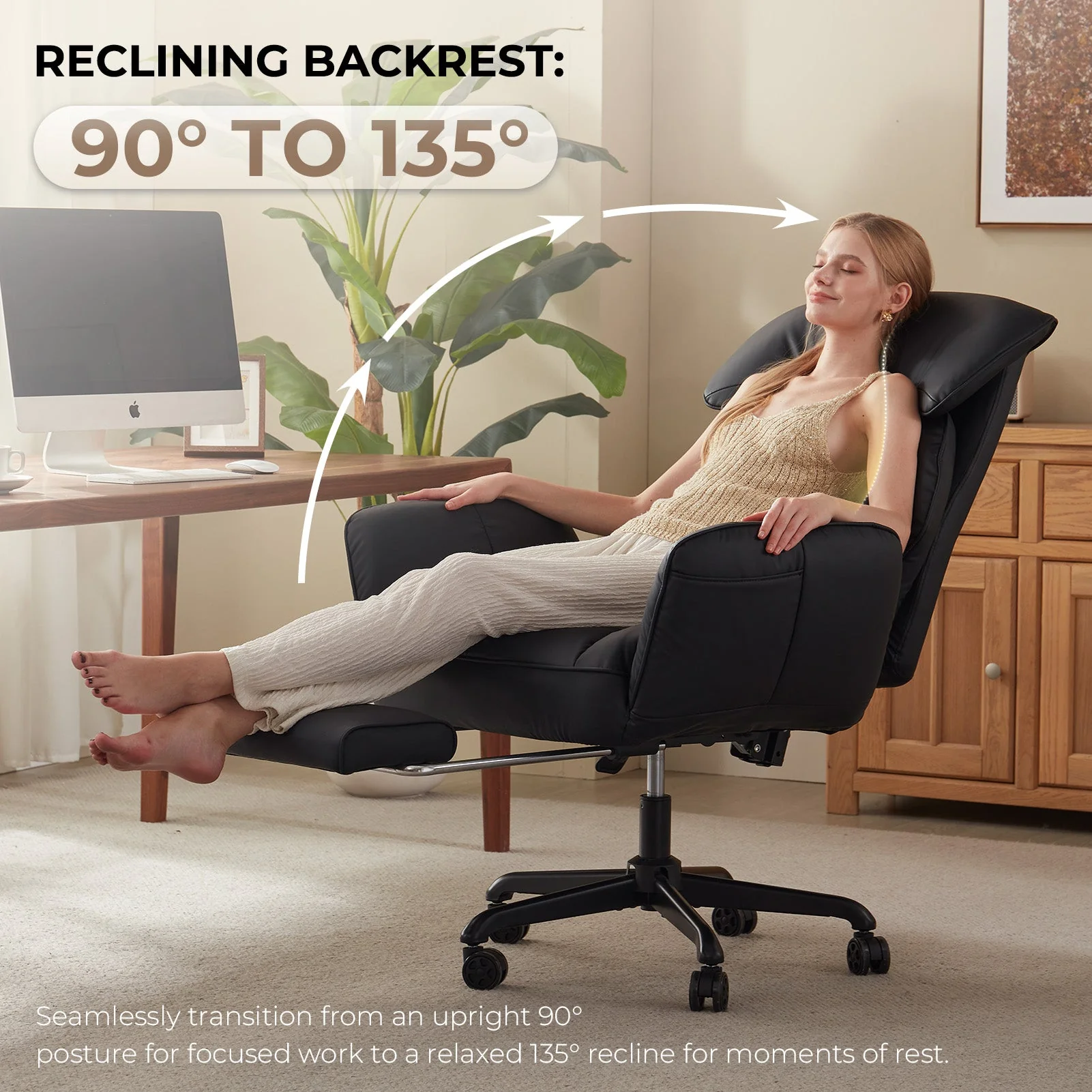 Dowinx Cross Legged Office Chair QL-66B2 Black - Image 5