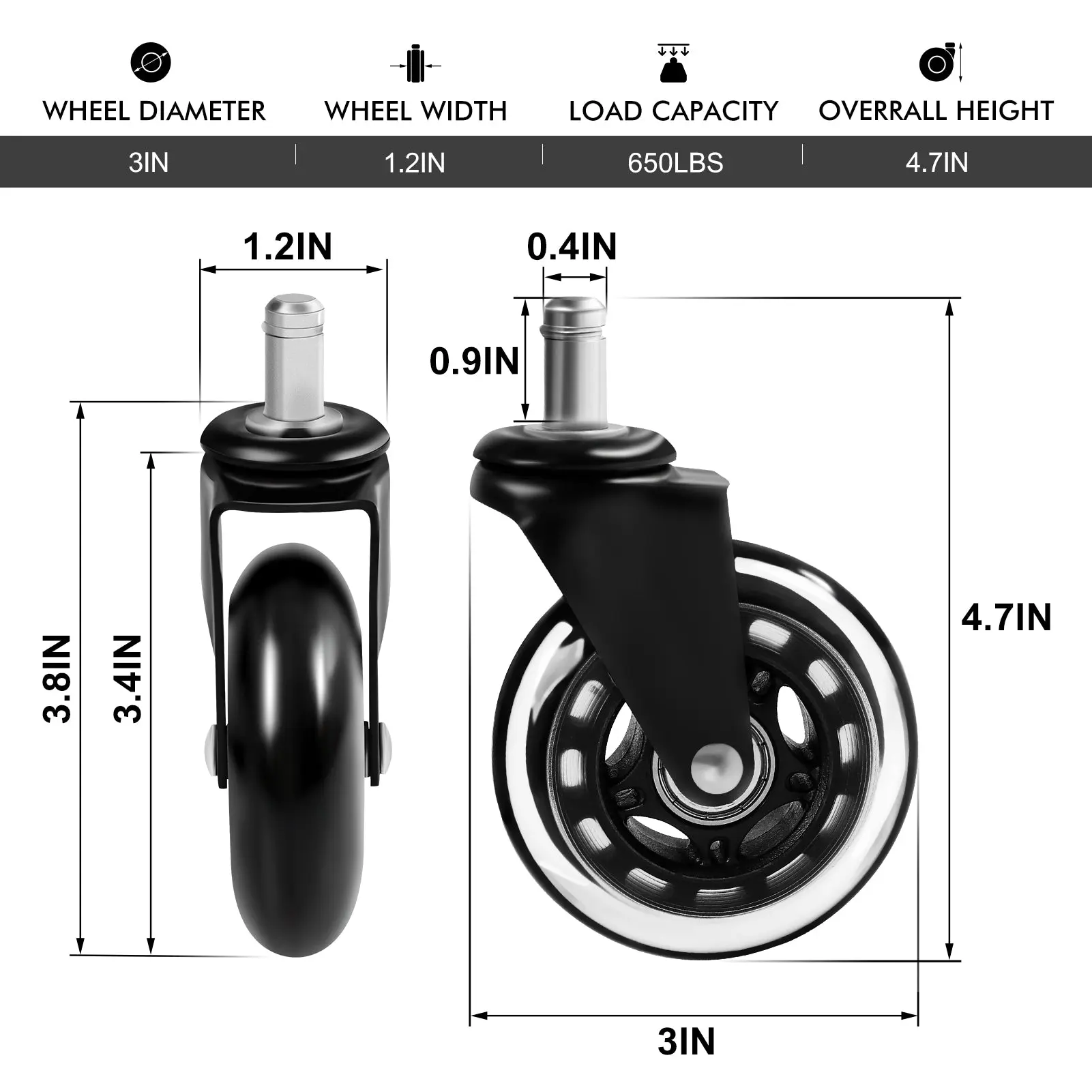 Dowinx Chair Castors (5 wheels) - Image 7
